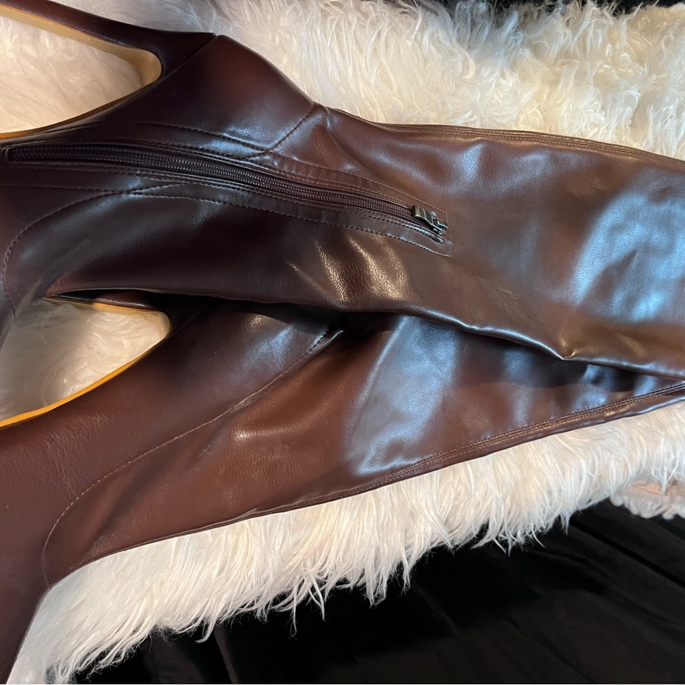 Brown Leather Over-the-Knee Boots